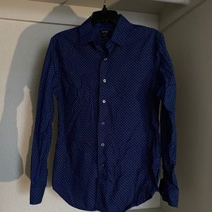 Blue long sleeve button up.